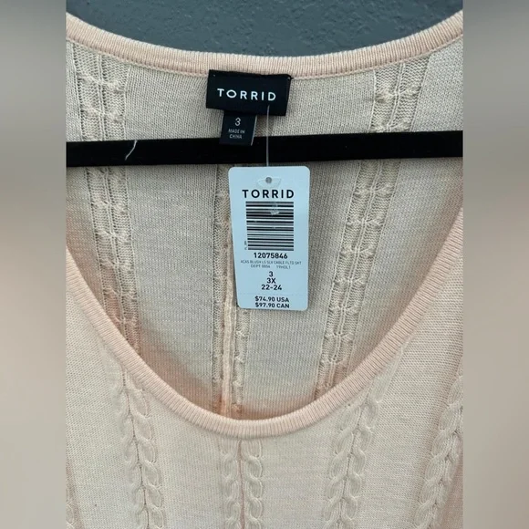 Torrid Acas blush Cable Knit Sweater Dress Size 3(3X) Pink Peach (22/24) NWT - Picture 5 of 5